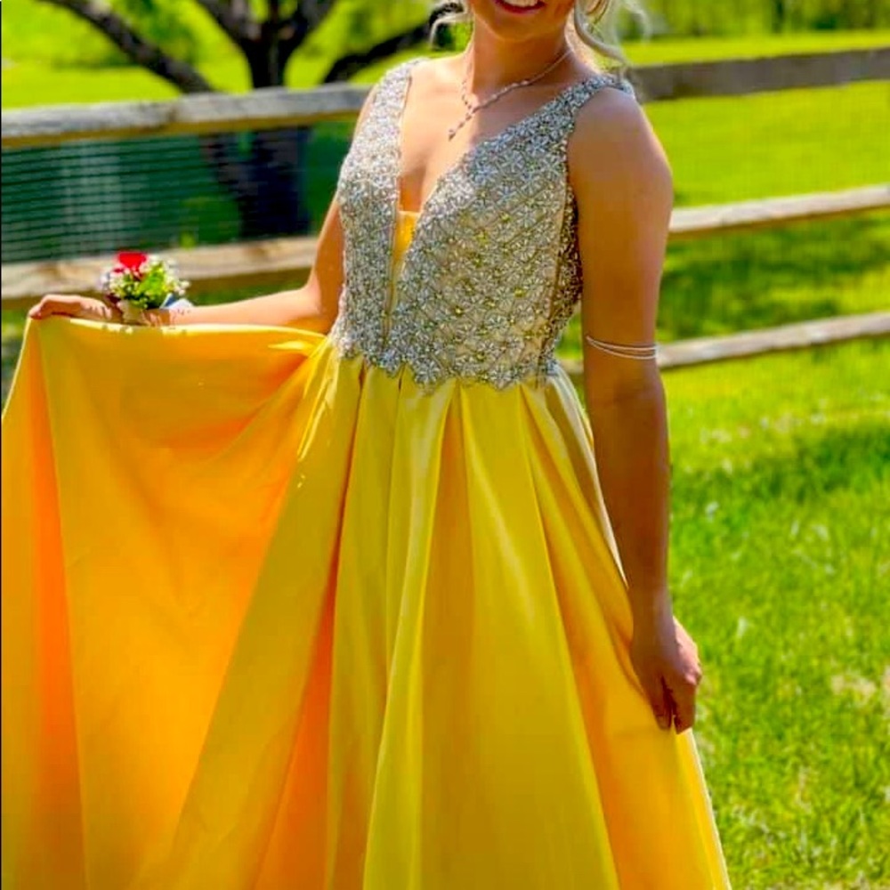 Yellow beaded Prom Dress
